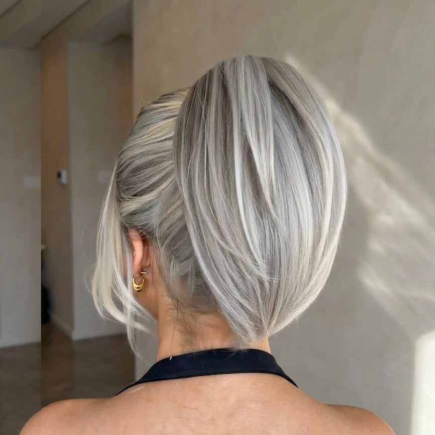 Short  clip in Ponytail straight  8 inch