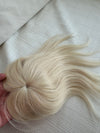 Tillstyle top hair piece 100%human hair bleach blonde  clip in hair toppers for thinning crown/ widening part