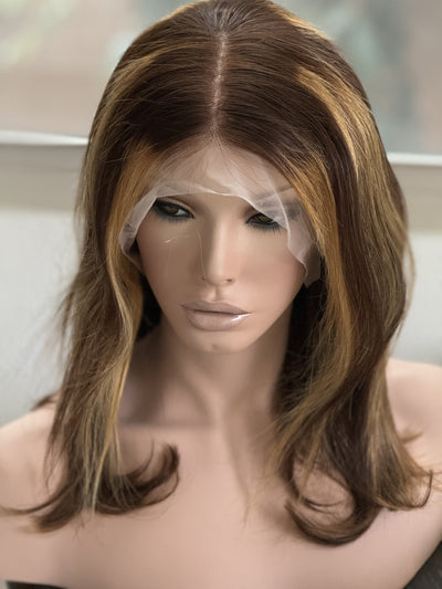 100% human hair lace front wigs for women  ombre honey blonde  highlighted