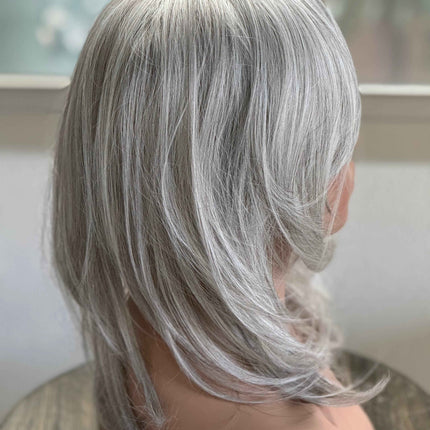 Till style white silver  hair toppers for women / layered /bangs