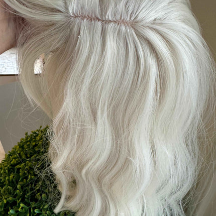 Till style creamy white hair toppers for women  with bangs loose body wave