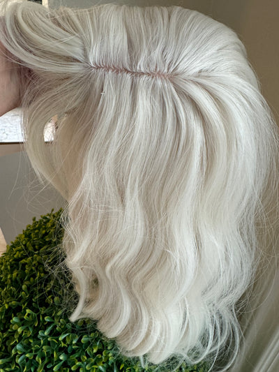 Till style creamy white hair toppers for women  with bangs loose body wave