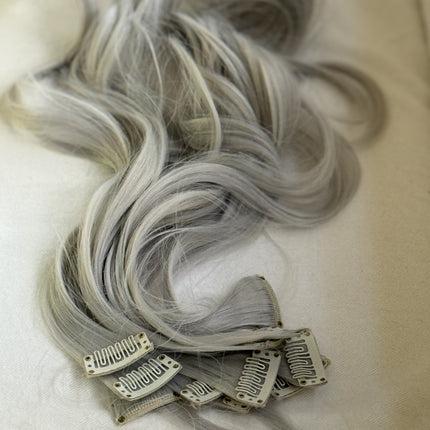 Tillstyle white silver grey curly wavy thin clip in hair extensions thinning hair or thin hightlights