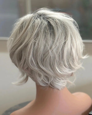 Tillstyle silver mix blonde layered short synthetic wig with bangs#wcolor_silver-mix-blonde
