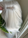 Tillstyle white silver hair topper with butterfly bangs