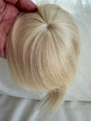 Tillstyle top hair piece 100%human hair bleach blonde  clip in hair toppers for thinning crown/ widening part