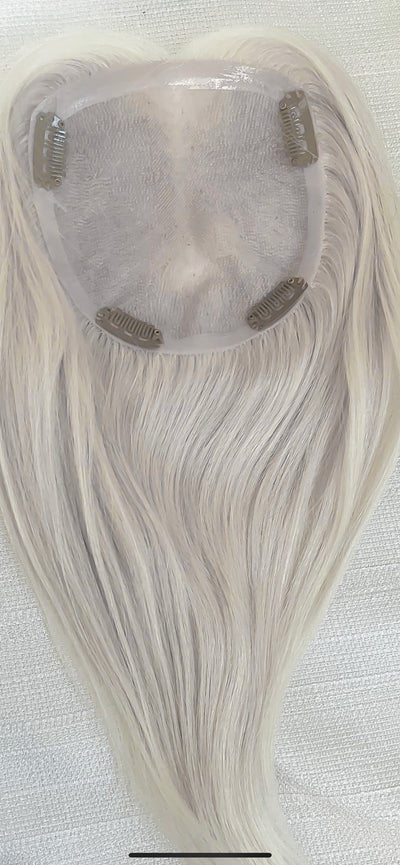 human virgin hair topper for women White blonde  /ice blonde mono mesh base