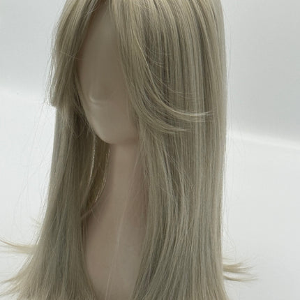 Till style blonde grey hair toppers for women  with butterfly bangs