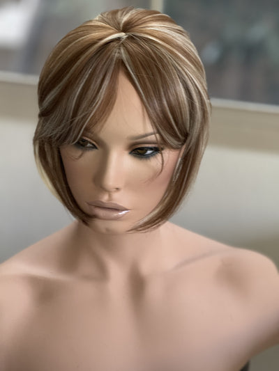 Tillstyle ash brown blonde highlighted hair piece  brown clip in hair toppers for thinning crown