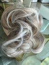 Tillstyle elastic messy bun hair piece curly hair bun pieces  white salt and pepper brownish grey