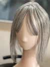 Tillstyle white silvergrey Human Hair Toppers with bangs