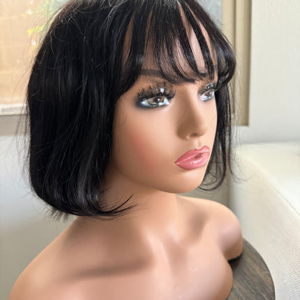 Bob wigs with bangs 100% human hair short bob wigs glue-less middle part