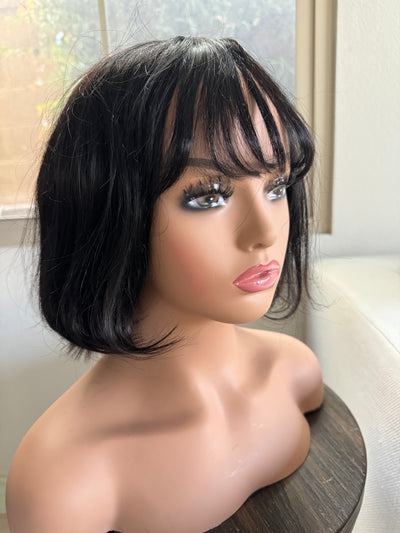 Bob wigs with bangs 100% human hair short bob wigs glue-less middle part