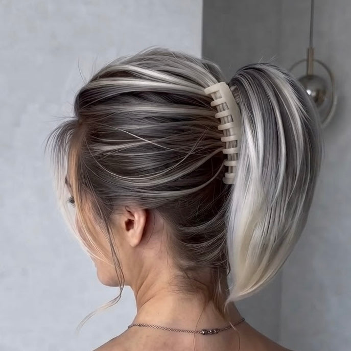 Short  clip in Ponytail straight  8 inch