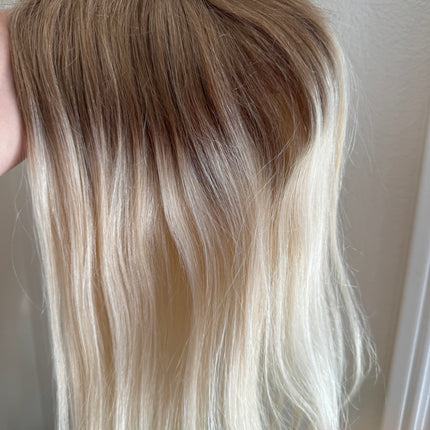 Tillstyle light blonde with dark roots hair toppers hair toppers/mono mesh base