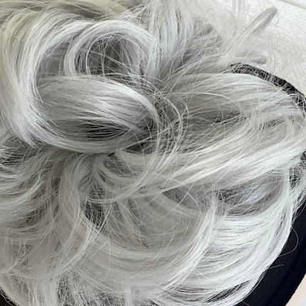 Tillstyle silver elastic messy bun hair piece curly hair bun pieces hair bun scrunchie