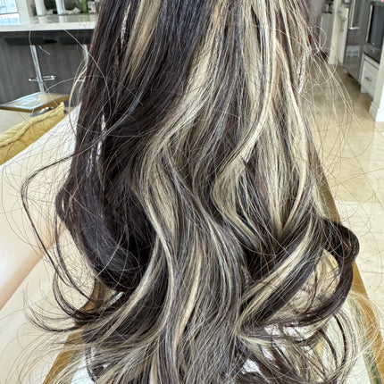 Tillstyle  brown with ombre /ash blonde highlights clip in ponytail