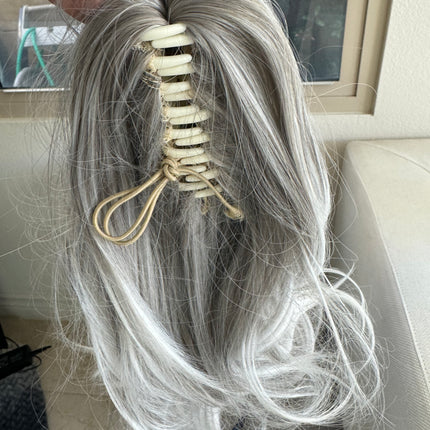 Tillstyle  light grey /white highlights claw clip ponytail