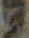 Tillstyle Silver Grey Mix Salt and Pepper Brown Mix Hair Topper With Bangs