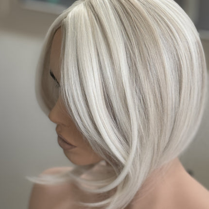 Till style white with ash blonde highlights hair toppers for women real part