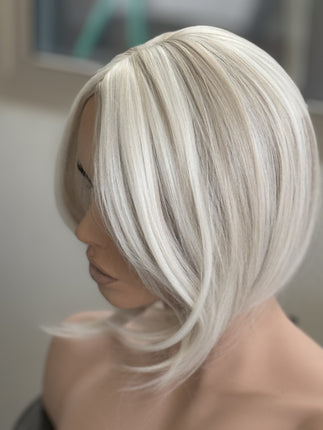 Till style white with ash blonde highlights hair toppers for women real part