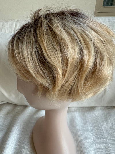 Tillstyle 100% Human Hair pixie cut wig with bangs platinum blonde/ short hair