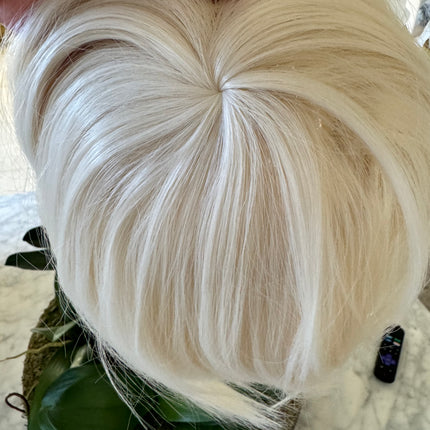 Tillstyle bleach blonde hair piece white blonde clip in hair toppers for thinning crown