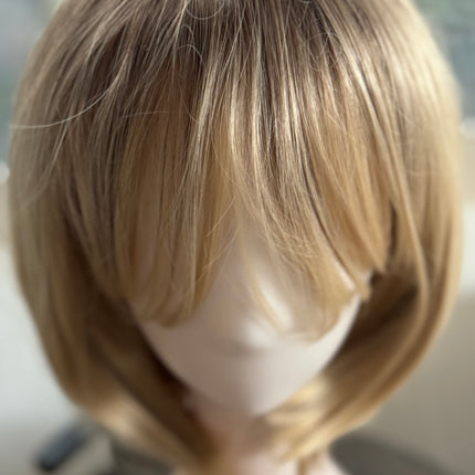 Tillstyle Blonde bob wig with bangs  ombre blonde short hair wigs for women