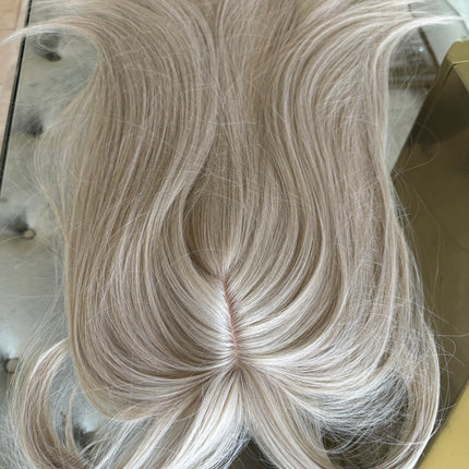 Till style white silver grey hair toppers for women  with butterfly bangs