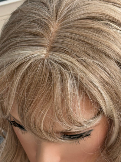 Tillstyle bleach blonde hair topper with bangs ash blonde highlights
