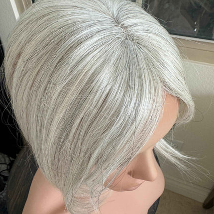 Tillstyle pale white Human Hair Toppers with bangs