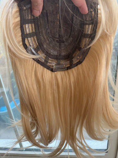 Tillstyle  blonde with ash brown roots hair toppers /butterfly bangs
