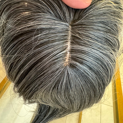 Tillstyle grey highlighted hair topper with bangs