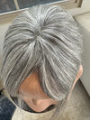 Tillstyle silver white Human Hair Toppers with bangs