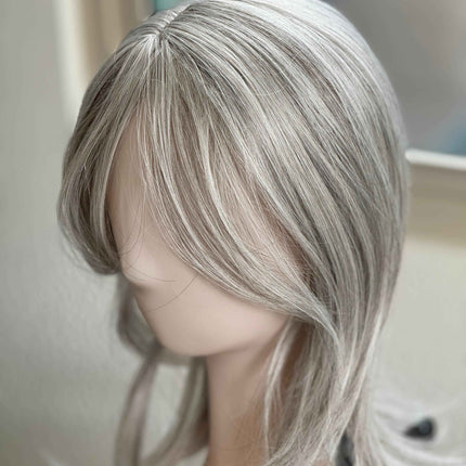 Till style silver blonde hair toppers for women / bangs