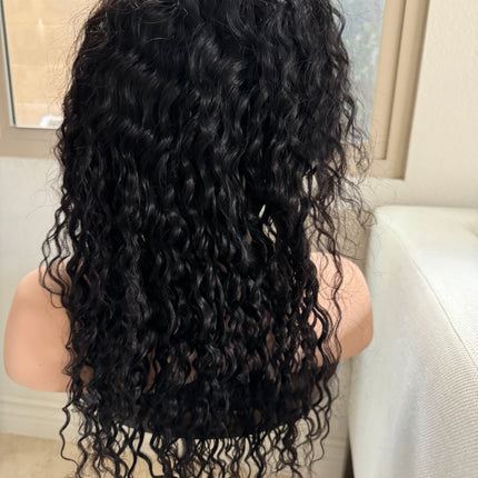 Black Deep wave 100% human hair lace front wigs for women brazilian hair