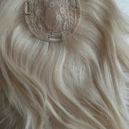 TillStyle human Hair Topper clip in hair piece thinning crown Platinum Blonde