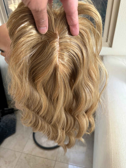 Till style  copper blonde hair toppers for women  /butterfly bangs loose body wave