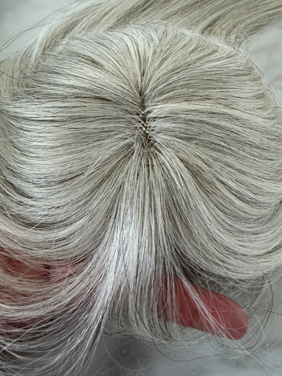 Tillstyle pale white silver Human Hair Toppers with bangs