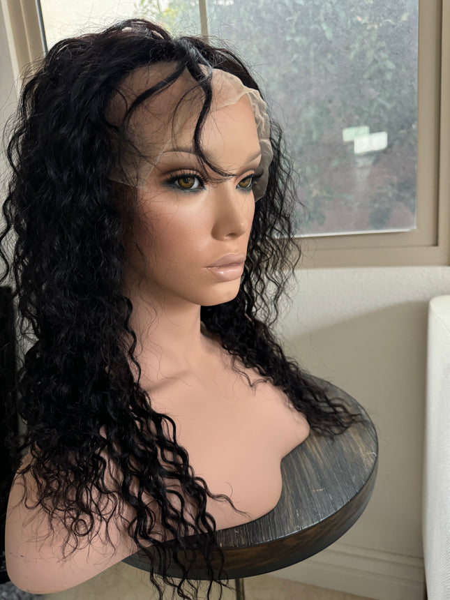 Black Deep wave 100% human hair lace front wigs for women brazilian hair