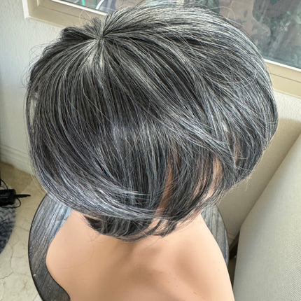 Tillstyle hair piece grey clip in hair toppers for thinning crown short hair styles