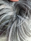 Tillstyle grey elastic hairbun scrunchie with bangs pony tail extension grey with white ends