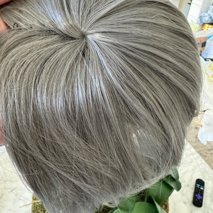 Tillstyle  grey top hair piece brown grey clip in hair toppers