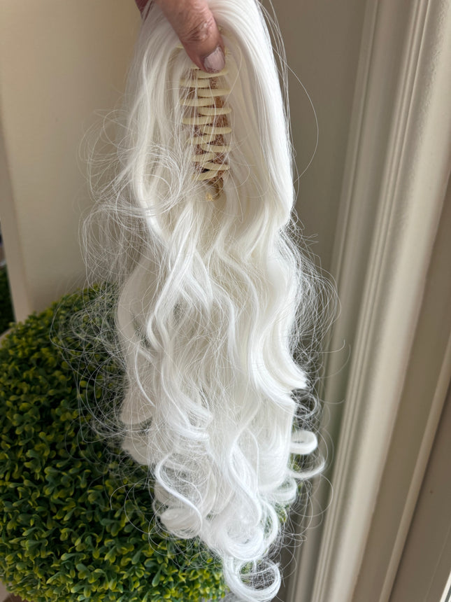 Tillstyle  white loose body wave clip in ponytail clip in pony tail