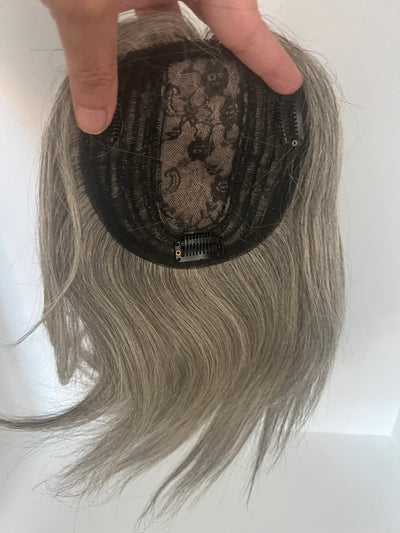 Human hair Toppers for women blonde grey salt and pepper