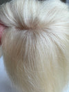 TillStyle human Hair-topper clip in hair piece  Light Blonde bleach blonde clip in topper