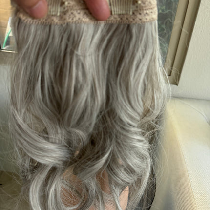 Till style silver white  grey loose body wave invisible wire hair extensions