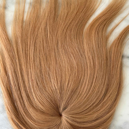 Tillstyle top hair piece 100%human hair honey blonde clip in hair toppers for thinning crown