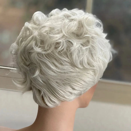 Tillstyle  white curly wig /short wig#color_white

