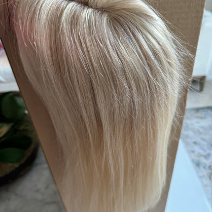 Human hair topper with mono base ash Blonde highlighted